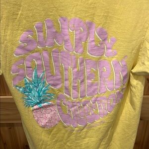 Simply Southern Yellow Tee with Pink Pineapple Design